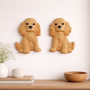 Vintage 1994 Miller Studio Chalkware Cocker Spaniel Dogs Wall Decor Set of 2
